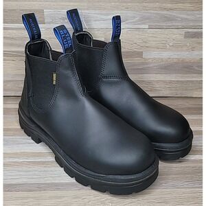Steel Blue Men's Size 8 Hobart 6-inch Leather Safety Toe‎ Slip On Boot Black NEW